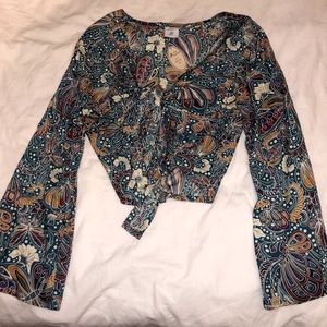 70s tie-up cropped top